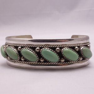 Vintage Navajo James Shay Gaspeite & Sterling Cuff